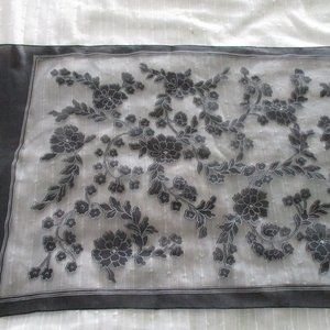 Sheer black floral scarf